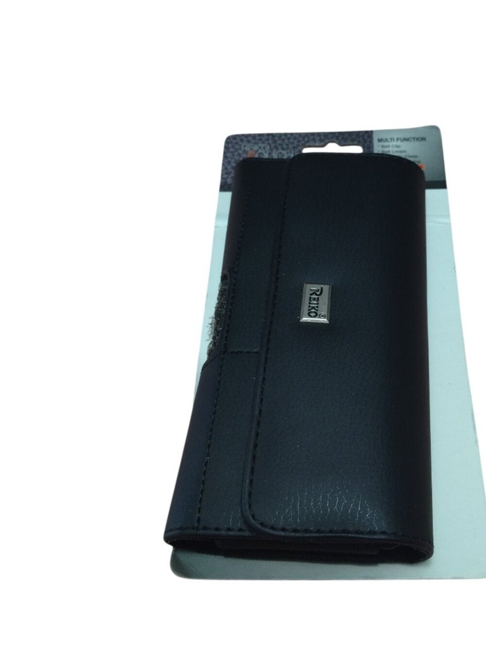 REIKO Horizontal Leather Case Pouch Clip Belt Loops Magnetic Phone Case Black